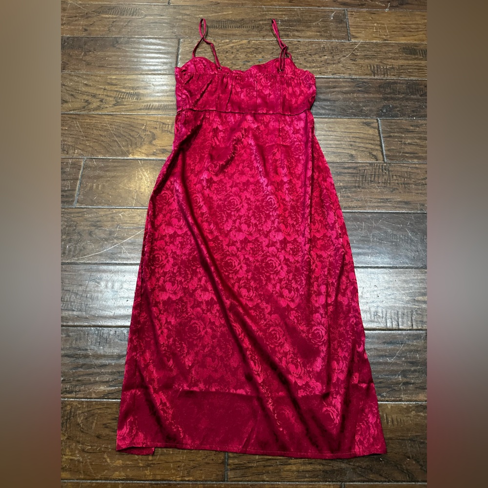 Princess Polly Deep Diva Red Silky Midi Dress Size 4 - Picture 6 of 6